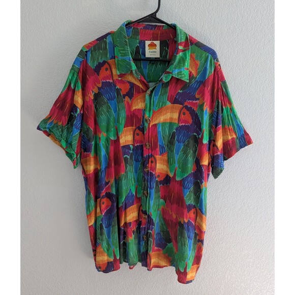 Farm Rio Painted Toucans Uni Shirt And Shorts Set Women's Size XL Multi Hawaiian - Picture 2 of 12